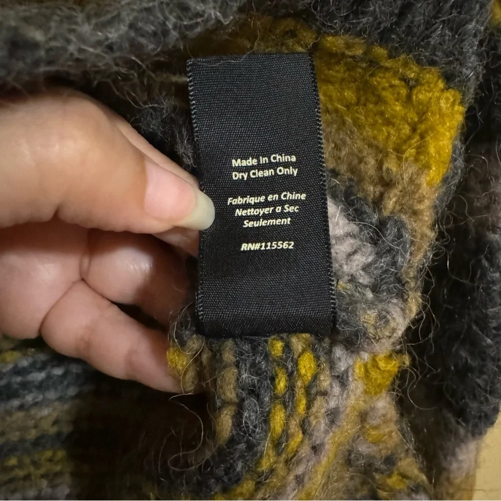 Elizabeth & James Slouchy Striped Knit Sweater in Yellow/Gray Size XS